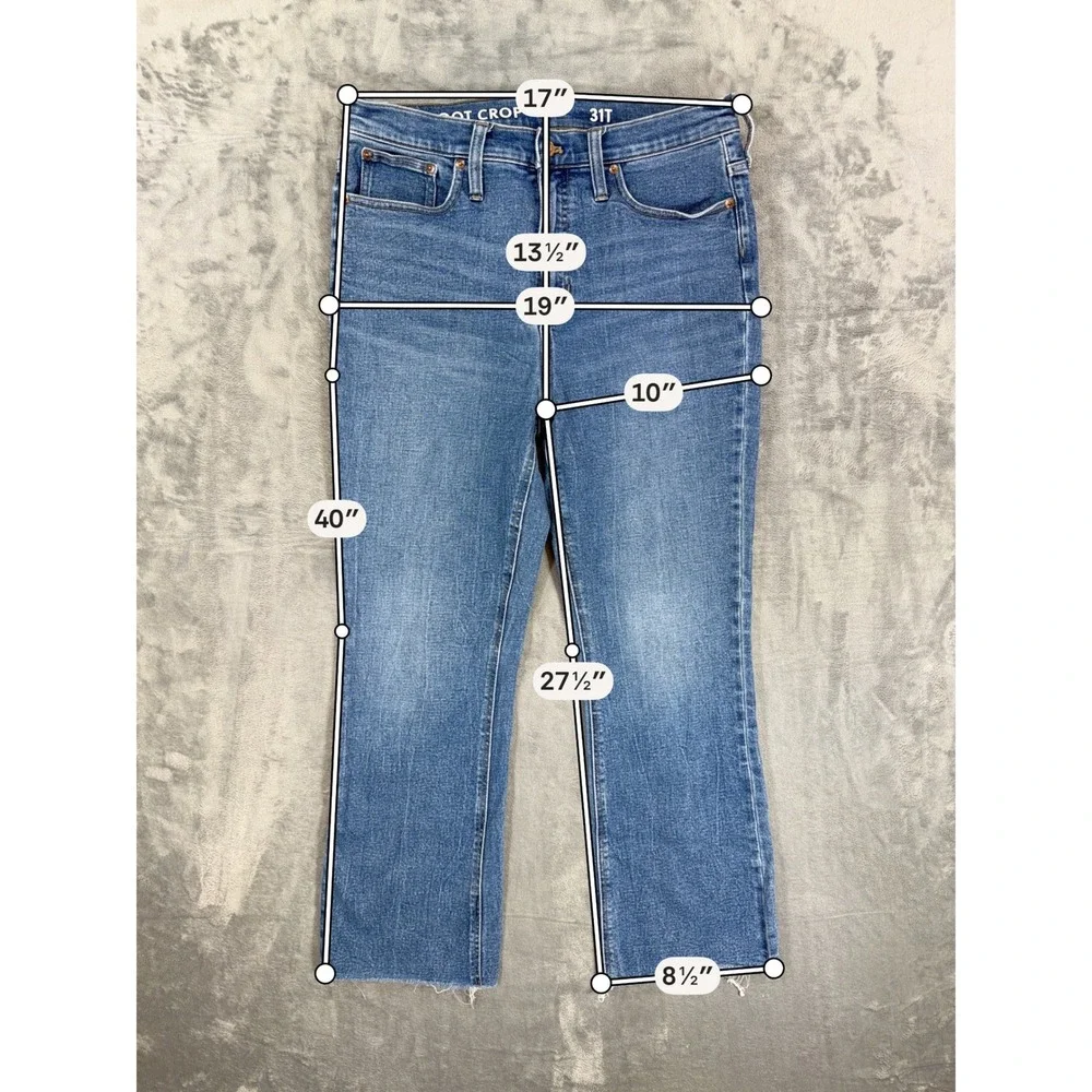 J.Crew Demi Boot‎ Crop Jeans Women's Size 31T Blue Medium Wash High Rise Denim